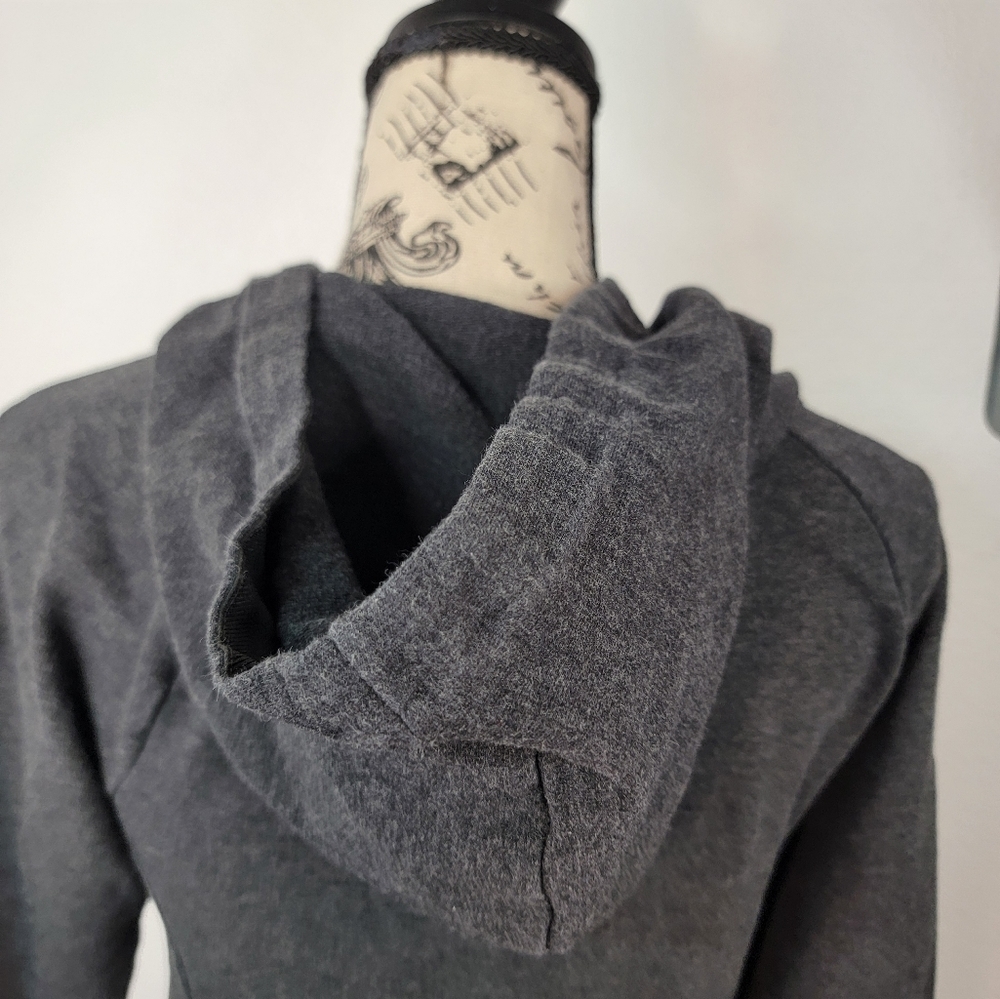 The North Face Fleece Jacket XS Hooded Longline Thumbholes Gray Hoodie - Picture 8 of 11